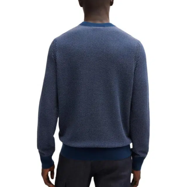 HUGO BOSS Cotton-Blend Sweater With Two-Tone Structure