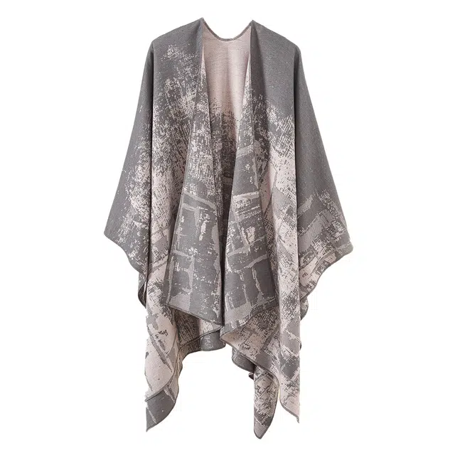 梦特娇 保暖加厚涂鸦高级外穿 棉  涤纶 披肩 女款