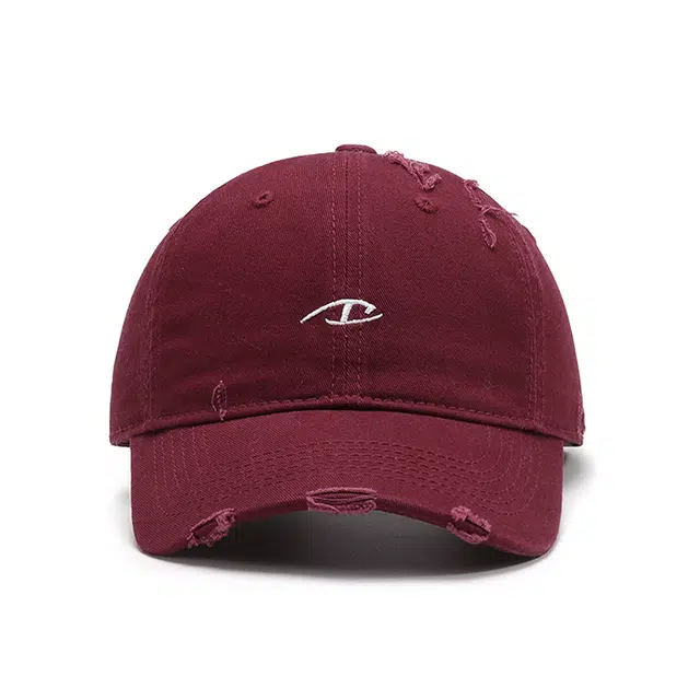 浪莎 字母刺绣软顶水洗破洞学院风弯檐大头围显脸小 棉 鸭舌帽 男女同款情侣款