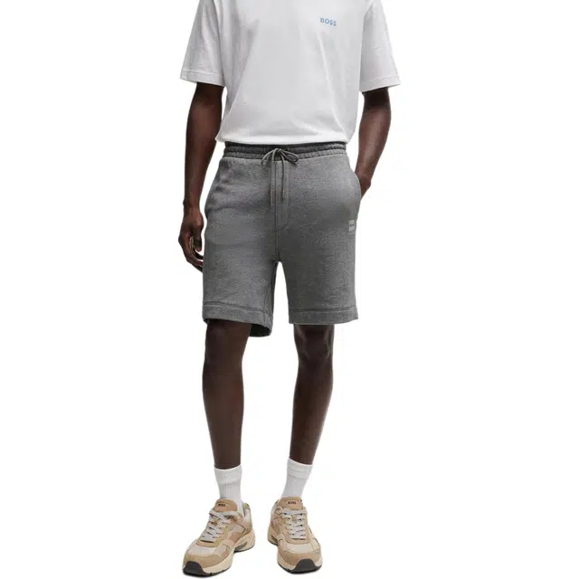 HUGO BOSS Cotton-Terry Regular-Fit Shorts With Logo Badge