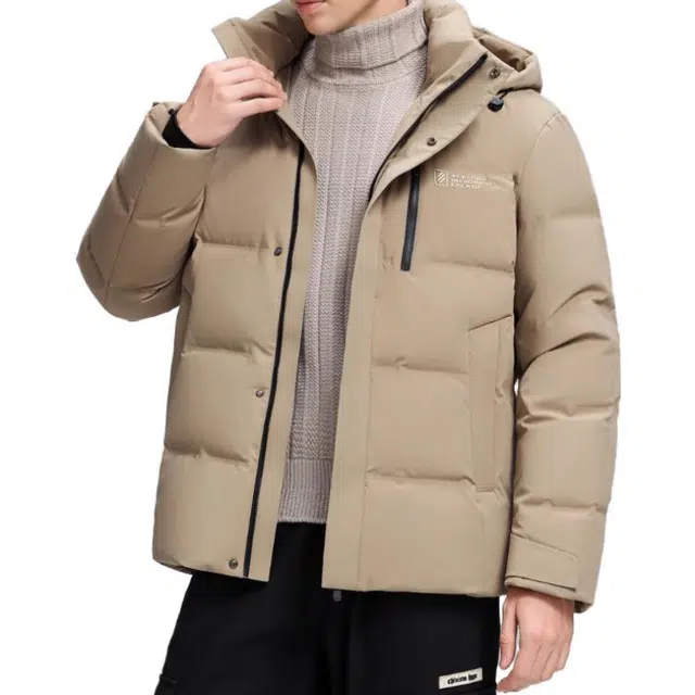 恒源祥 保暖外套时尚连帽长袖羽绒服 男款