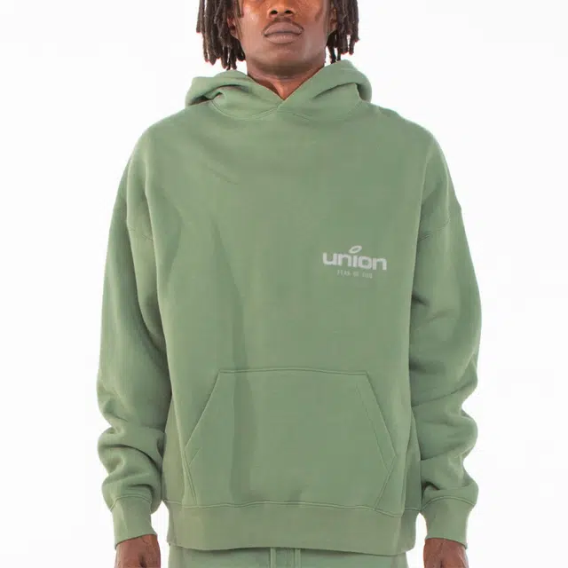 Fear of God Essentials x Union LA FW21 Vintage Hoodie Green Logo