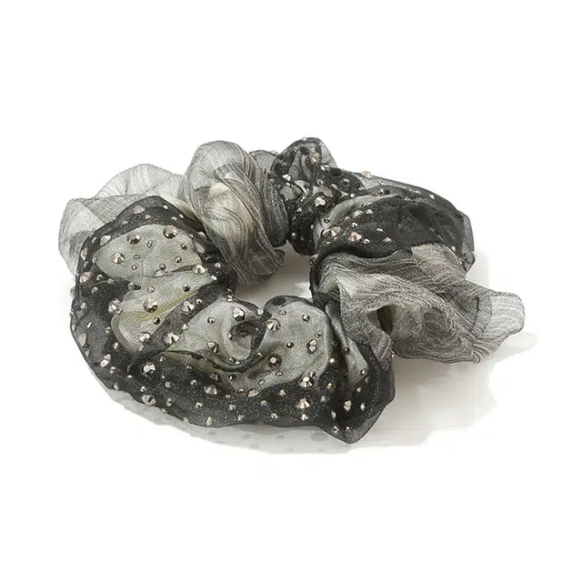 如花梦 满天星镶钻发绳优雅双层大肠满钻高弹力扎头发头绳 欧根纱 发圈 女款