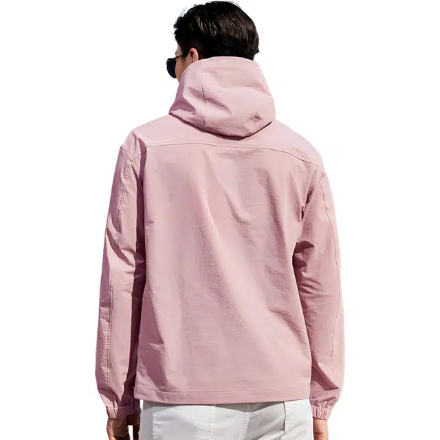 才子 户外连帽百搭纯色夹克外套 男款 粉色