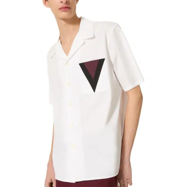 Valentino V Detail Cotton Bowling Shirt