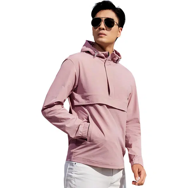 才子 户外连帽百搭纯色夹克外套 男款 粉色
