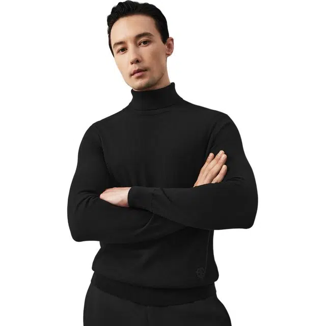 依文 纯色舒适商务毛衣 男款 黑色