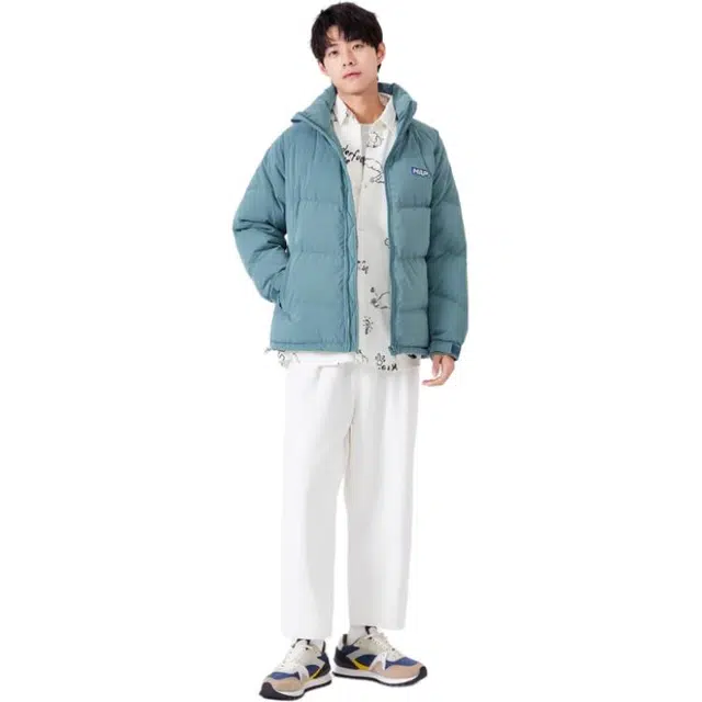 森马 纯色字母徽章立领长袖羽绒服 男款