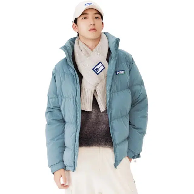 森马 纯色字母徽章立领长袖羽绒服 男款