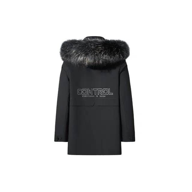 富铤 美式简约貉子毛领兔毛内胆加厚保暖休闲直筒中长款外套派克服 男款