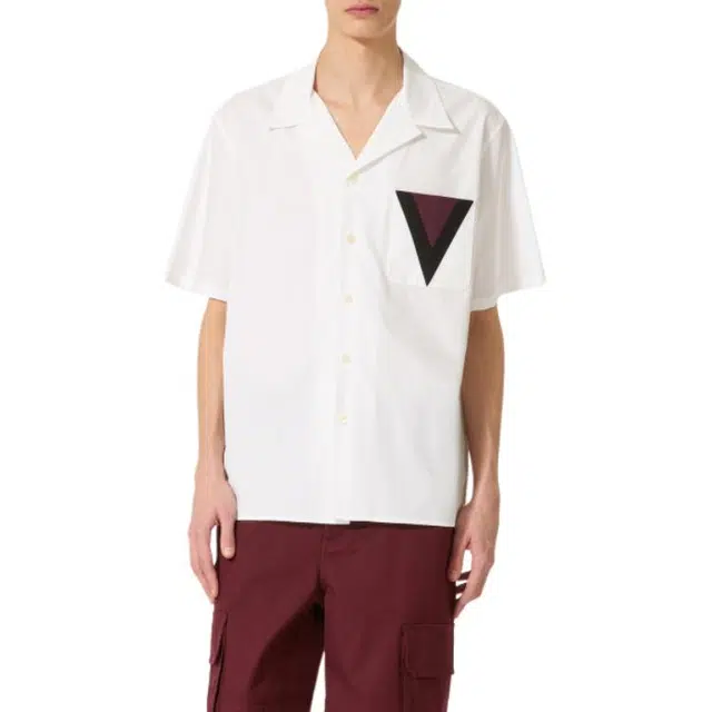Valentino V Detail Cotton Bowling Shirt