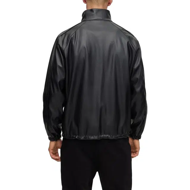 HUGO BOSS Faux-Leather Relaxed-Fit Jacket With Framed Logo