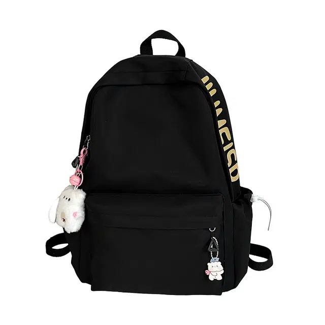 草丛喵喵喵 小众小清新校园日系潮流时尚百搭小众简约日常大容量大号小号 尼龙 双肩包 常规 男女同款情侣款 黑色/白色/粉色/薄荷绿/黄色