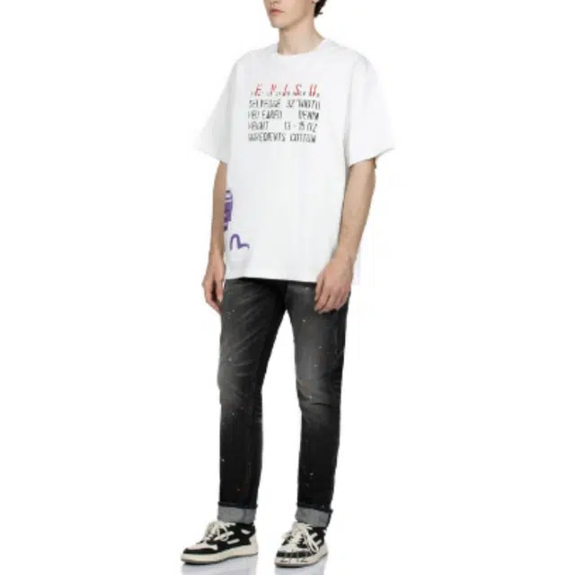 EVISU Slogan And Poster Print Loose Fit T-Shirt LogoT