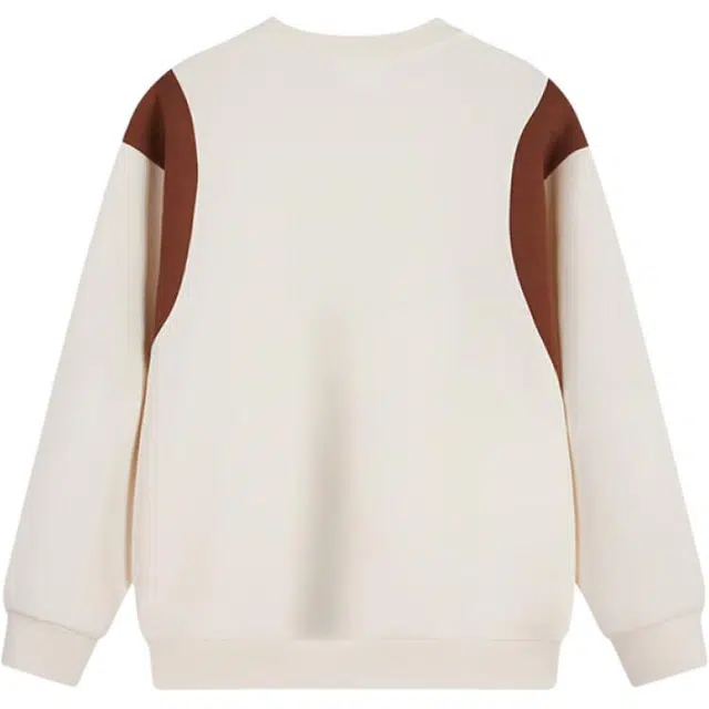 安踏儿童 拼色字母圆领舒适透气加厚运动美式卫衣 米糕白 青少年