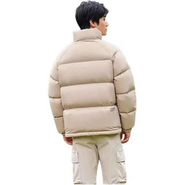 坦博尔 纯色无帽立领拉链短款长袖羽绒服 男款