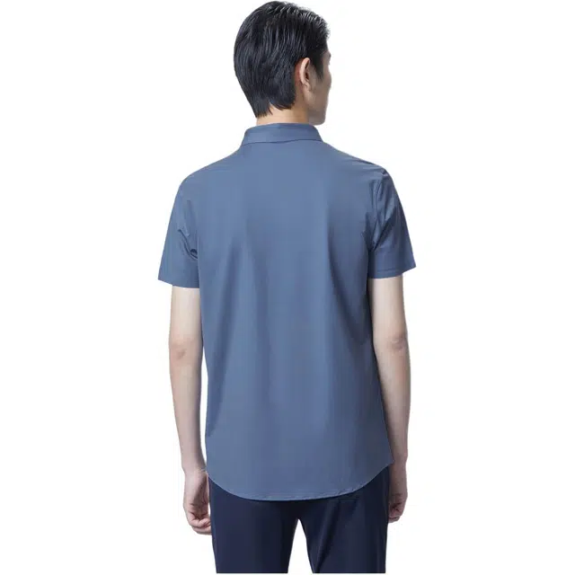 依文 纯色凉感舒适短袖衬衫 男款 灰绿色