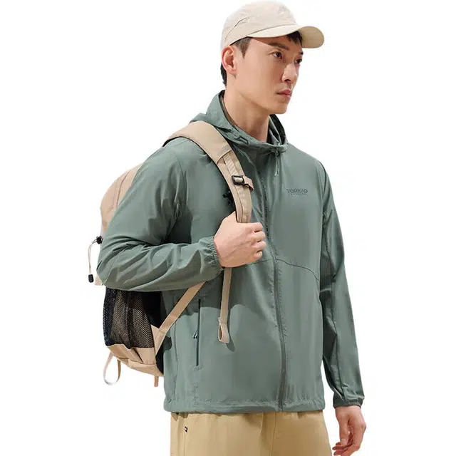 探路者 舒适透气防紫外线防泼水防晒服 男款 灰湖绿