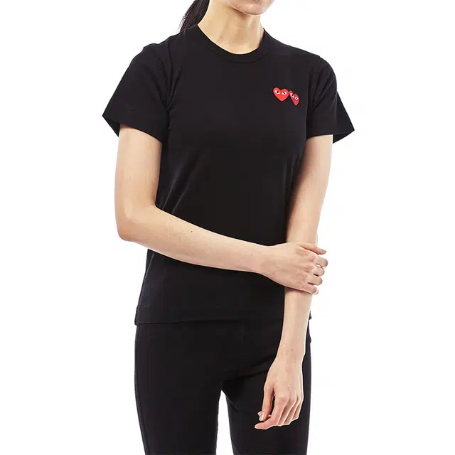 CDG Play Double Heart T-Shirt Black T