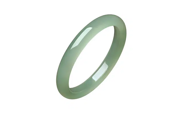 周六福 油青浅青玉宽条新中式国风送女友纪念日礼物 玉髓 手镯 女款