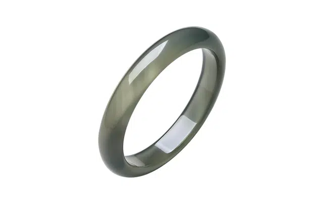 周六福 库里蓝宽条新中式国风送女友纪念日礼物 玉髓 手镯 女款