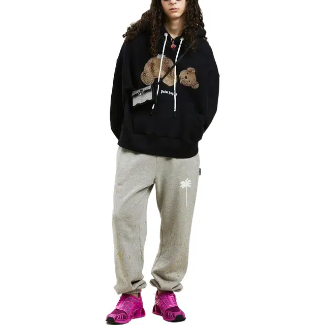Palm Angels Bear Print Hoodie Black