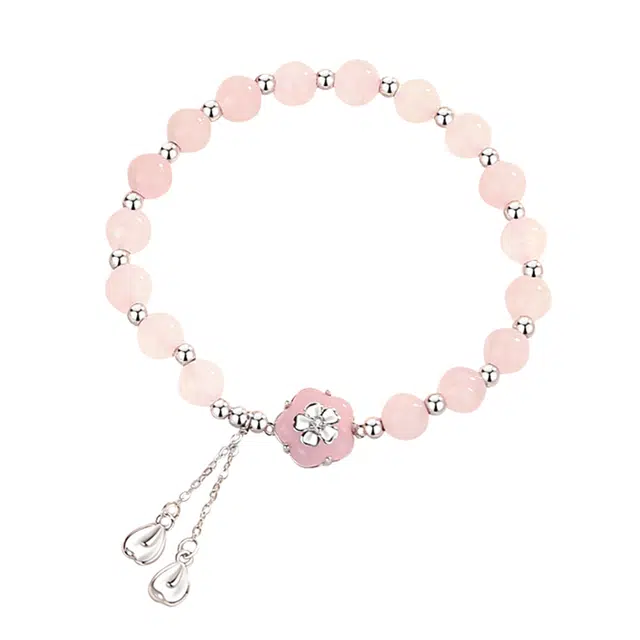 九乐 名花有主事业森系桃花小众设计串珠手饰品 水晶 手串 男女同款情侣款