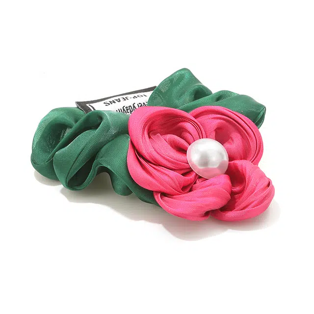 如花梦 甜美珍珠花朵大肠发圈 氛围感网纱布艺出片山茶花发绳 少女心扎头发皮筋头绳 女款