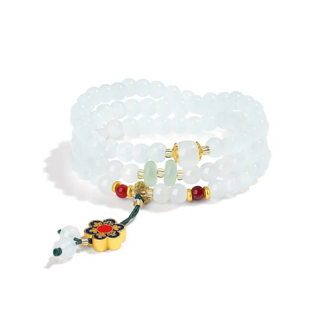 【普陀山官方已祝福】 普陀山文创 好事花生叠戴复古多圈文玩精致配饰 生日纪念日送礼礼盒装 玉髓 手串 男女同款情侣款