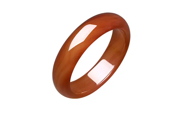 周六福 枫叶红宽条新中式国风送女友纪念日礼物 玉髓 手镯 女款