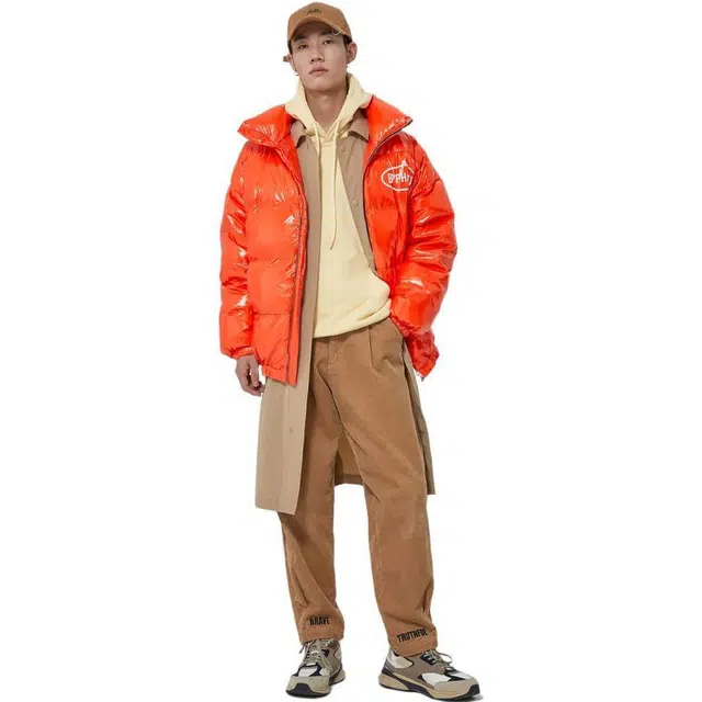 美特斯邦威 银色亮面防风保暖羽绒服 男款