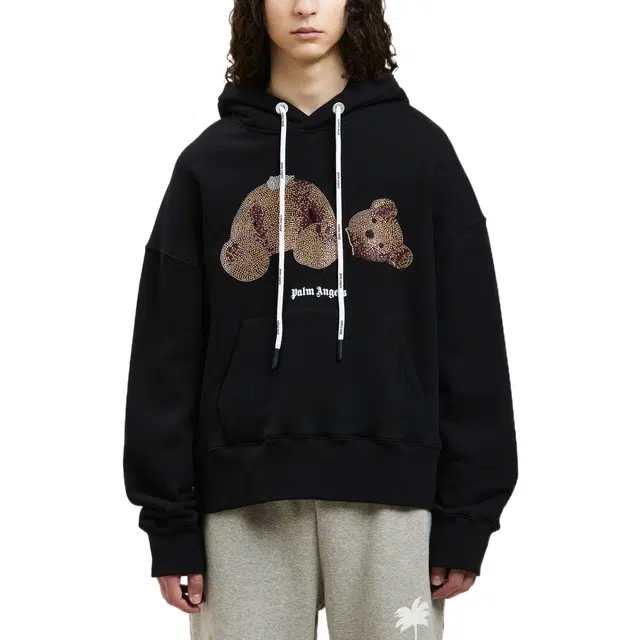 Palm Angels Bear Print Hoodie Black