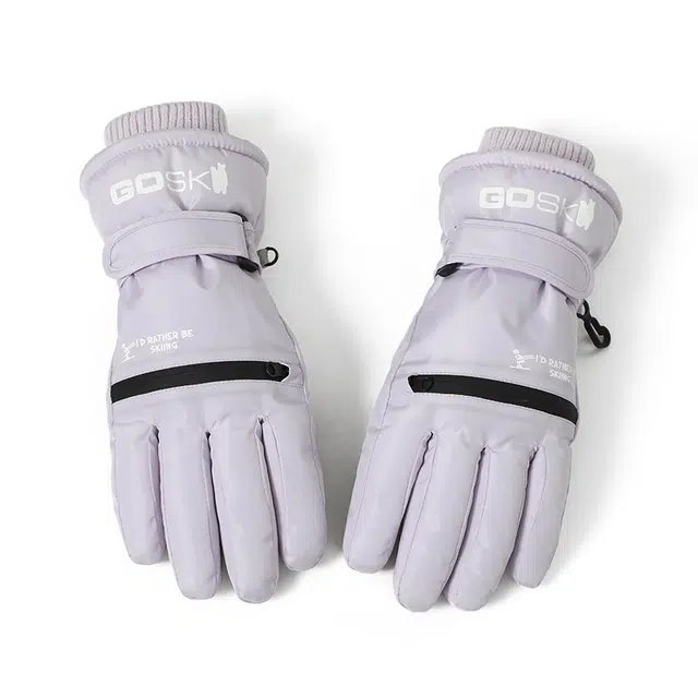 俞兆林 加绒加厚女士新款可触屏紫色冬季骑行防风防寒防泼水掌心防滑腕口可调节 保暖 滑雪手套 女款