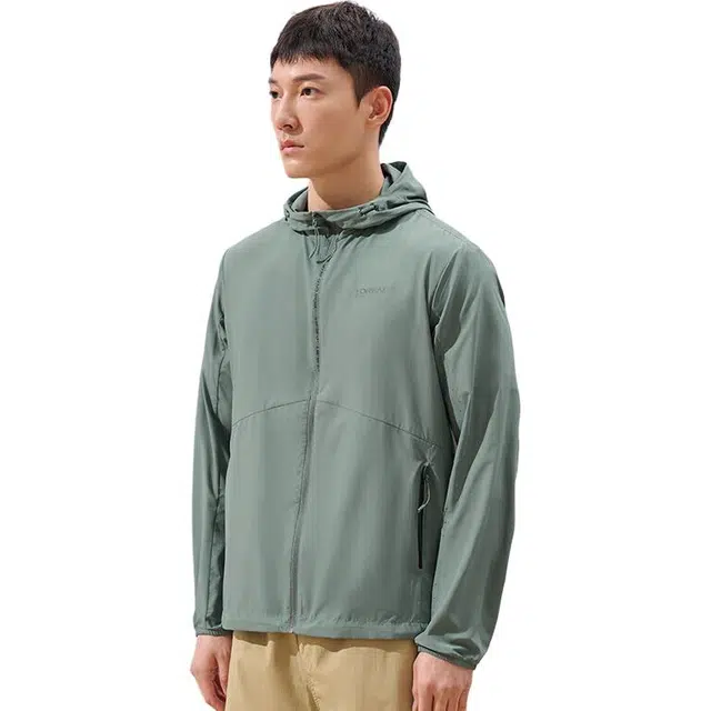 探路者 舒适透气防紫外线防泼水防晒服 男款 灰湖绿