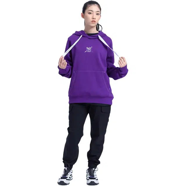探路者 户外宽松落肩连帽套头卫衣 男女同款 宝石紫