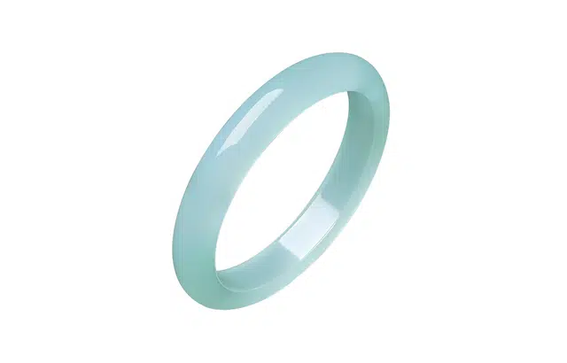 周六福 天空蓝宽条新中式国风送女友纪念日礼物 玉髓 手镯 女款