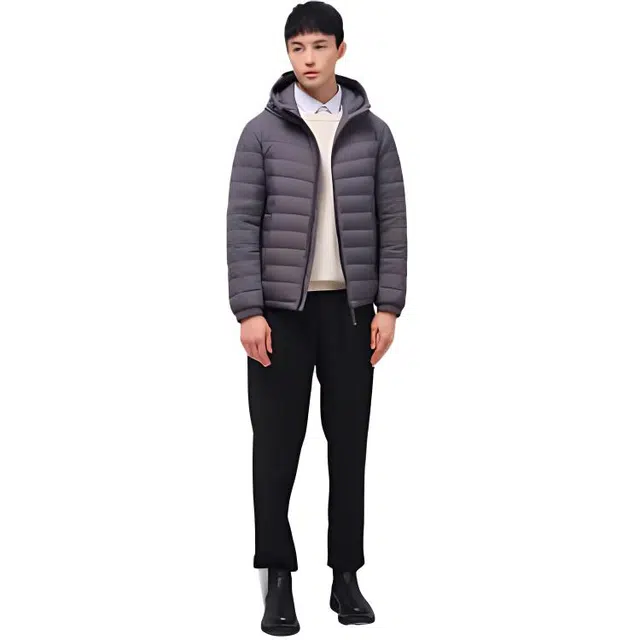 坦博尔 连帽轻薄短款长袖羽绒服 男款