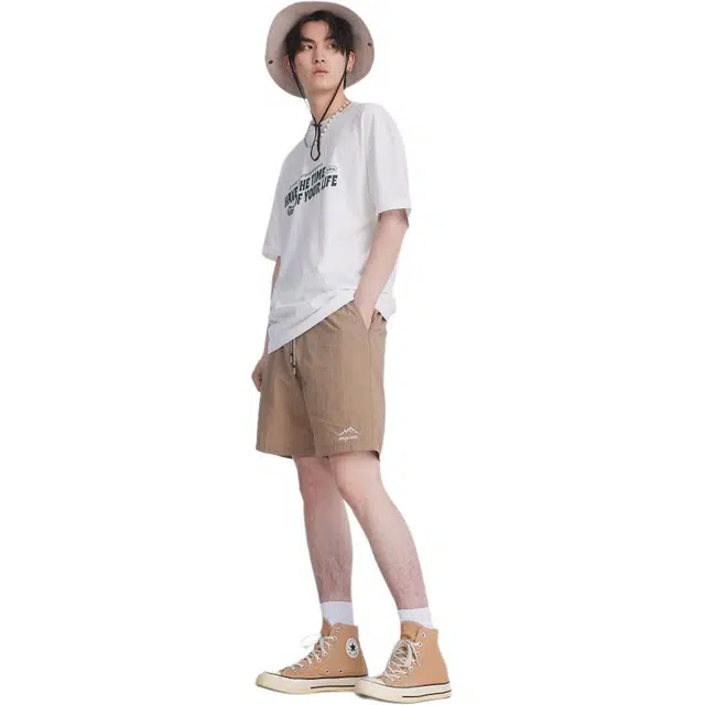 美特斯邦威 宽松纯色时尚五分休闲短裤 男款