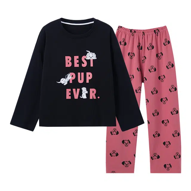 欧诗帛 长袖带胸垫一体式简约亲肤睡衣套装 女款 图片色