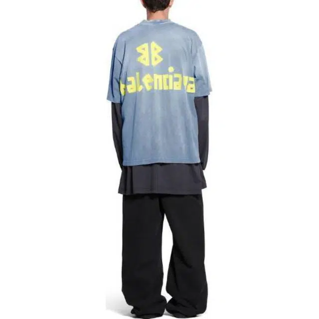 Balenciaga Tape Type T-Shirt Medium Fit In Faded logo