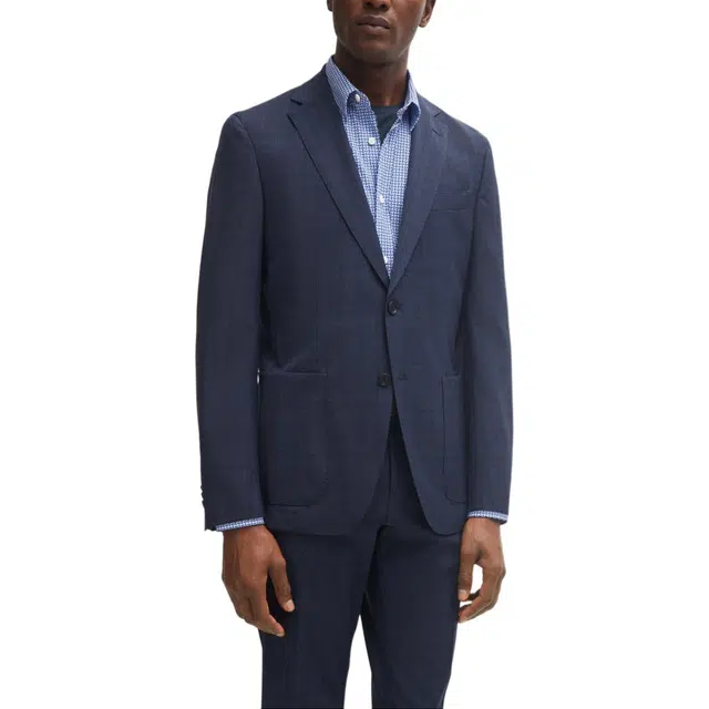 HUGO BOSS FW23 Slim-Fit Suit In Checked Virgin Wool V