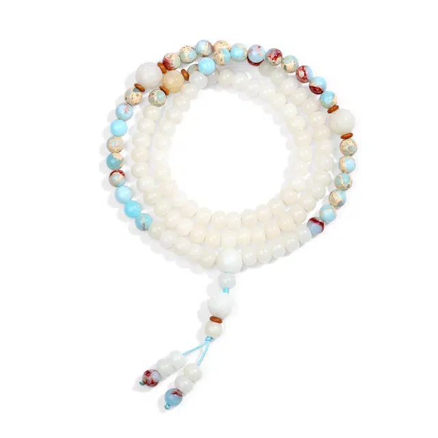 【普陀山官方已祝福】 普陀山文创 好运莲莲念珠莲花转运文玩多圈佛珠平安诸事顺利 纪念日生日送礼礼盒女友 白玉菩提 手串 男女同款情侣款