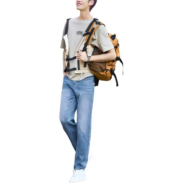 佐丹奴 纯色拉链直筒中腰牛仔裤 男款
