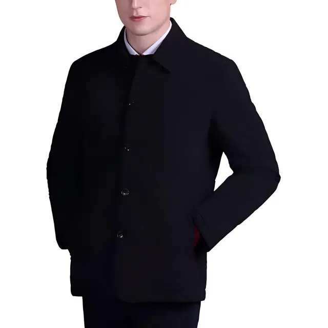 佛朗尼·齐拉 纯色休闲翻领加厚时尚夹克外套 男款 元黑色