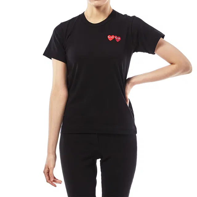 CDG Play Double Heart T-Shirt Black T