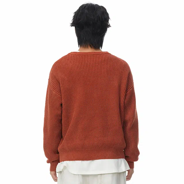 【dme】 纯色慵懒风时尚百搭圆领针织纯棉毛衣 男女同款