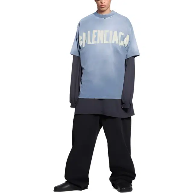 Balenciaga Tape Type T-Shirt Medium Fit In Faded logo