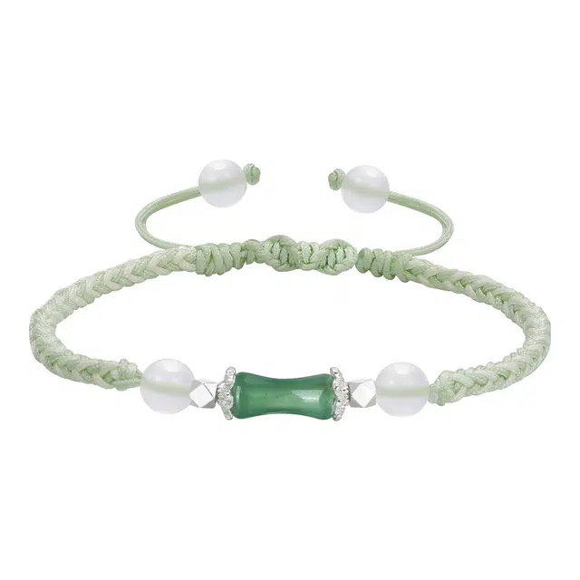 恋朵 新中式 竹节转运珠 织物 合金 手链 男女同款情侣款