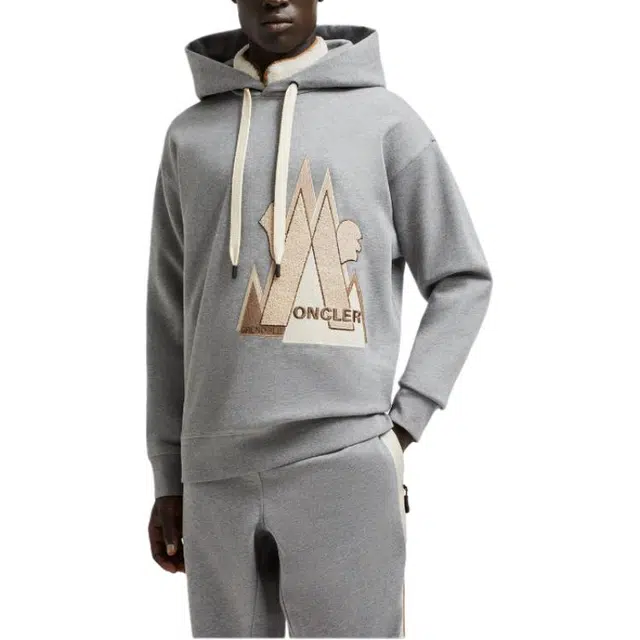 Moncler Logo Hoodie Gray