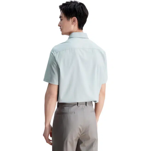 依文 商务简约舒适百搭短袖衬衫 男款 青绿色